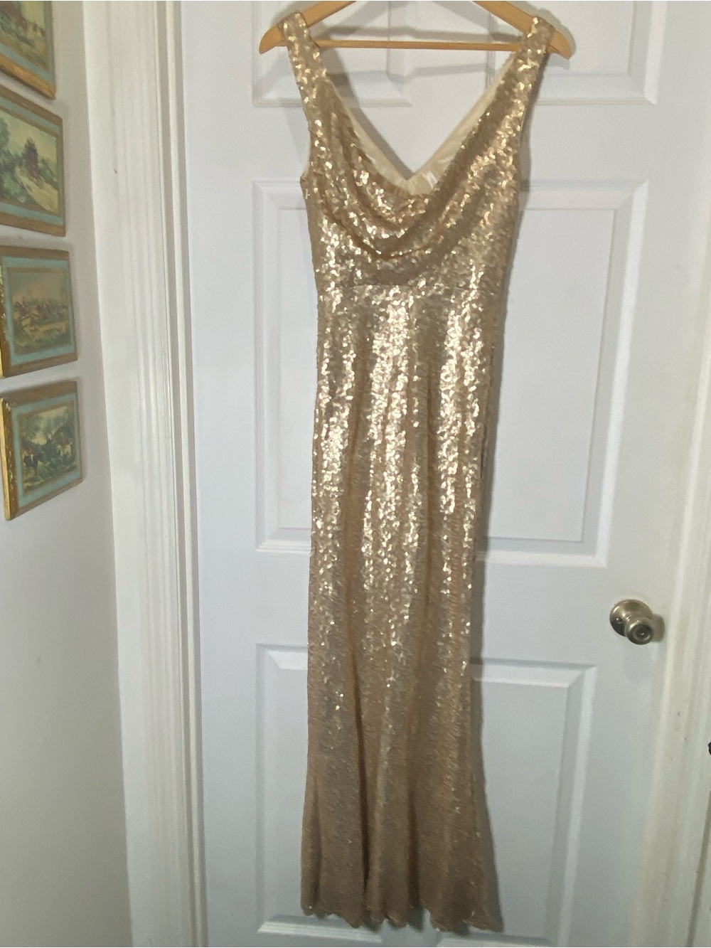 Revelry 2 Champagne Gold Sequin Evening Gown